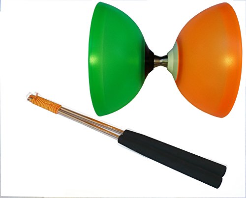 Henrys Diabolo Vision Free Hub grün-orange inkl. Alu-Handstäbe von Henrys