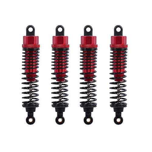 Hensych 4 Packung Einstellbares Öl 60mm 85mm 100mm Stoßdämpfer vorne und hinten aus Metall für 1/10 RC Auto LKW Teile Crawler Typ Axial SCX10 TRX4 D90 (Rot, 85mm) von Hensych