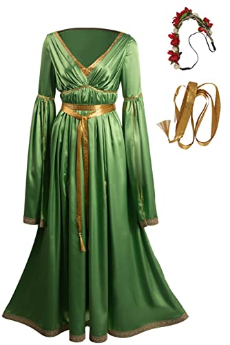 Heodols Prinzessin Leia Kostüm Frauen Leia Cosplay Hochzeit Kleid Stirnband Erwachsene Halloween Outfit Robe Kopfbedeckung von Heodols