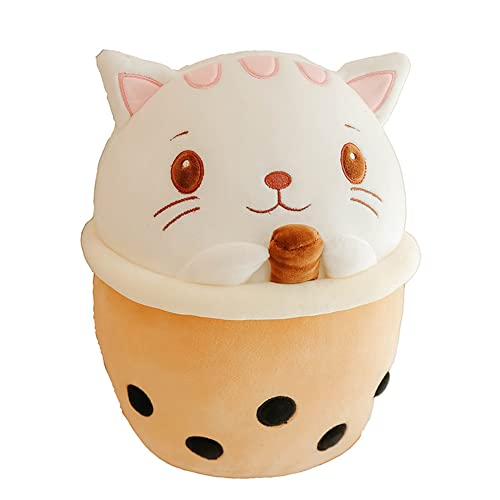 Herbests Corgi Plüschtier,50CM Hund Plüsch Kissen Stofftier Kawaii Puppenspielzeug Bubble Tea Plüschtier Niedliche Shiba Inu Hundepuppen Weiches Hundekissen Geschenke für Kinder Erwachsene,Katze von Herbests