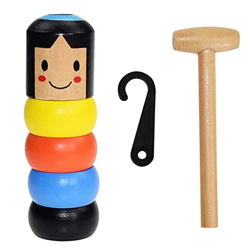 Herbests Unzerbrechliches Magisches Holzspielzeug,Hölzernes Mann Spielzeug, Wooden Holz-Spielzeug für Kinder und Erwachsene,Wooden Man Magic Toy,Magische Lustige Marionette Daruma mit Magie von Herbests