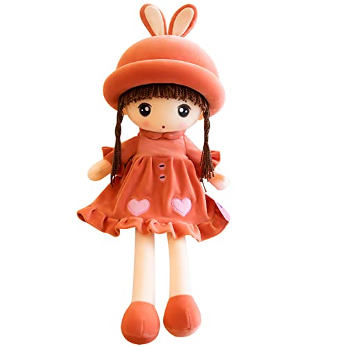 Herbests Weiche Stoffpuppe Babypuppe mit Haaren Schöne Puppe Plüsch Stofftier Püppchen Doll Spielzeug Weihnachten Gefüllte Plüschtier Puppen Kuschelpuppe Baby Kinder Mädchen Geschenkpuppe 50cm,Rot von Herbests