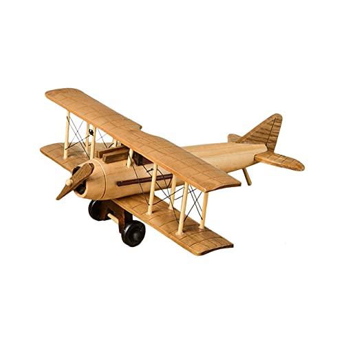 Vintage Holz Flugzeug Modell,Doppeldecker Miniatur Dekoration Flugzeug Handwerk Modelle Handgefertigt Segelflugzeug Figuren Desktop-Dekoration für Zuhause Café Büro Geschenk für Kinder Tischdekoration von Herbests