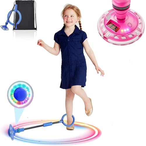 Herbst Kinder Blinkender Springring mit Zähler Timer Kalorienzähler Faltbarer Jumping Ball Swing Wheel mit Lichtrad Fitness Spielzeug Blau von Herbst