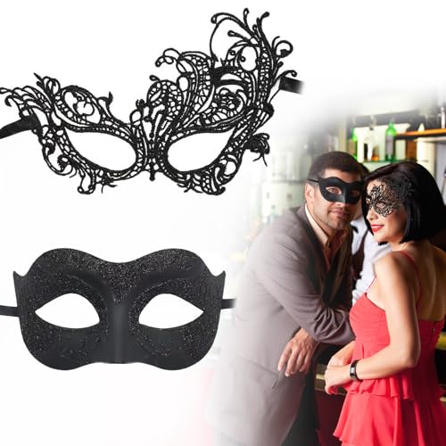 Herbst Spitze Maske, 2 Stück Venezianische Maske Paar Maskerade Mask Spitze Augenmaske Spitzenmaske Gesicht Kostüm für Halloween Karneval Party Cosplay von Herbst