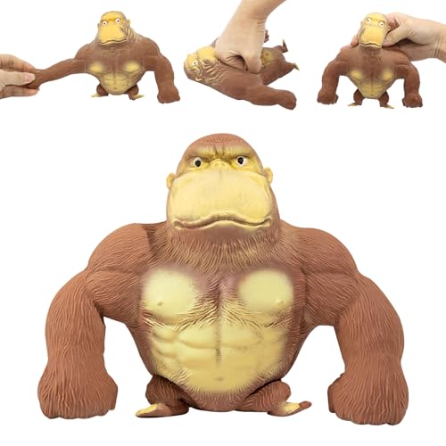 Herbst Stress Gorilla, Funny Brown Monkey Stretch Gorilla Gummi AFFE Streich Squishy Monkey Splash Stress AFFE für Erwachsene und Kinder zum Geburtstagsgeschenk Freund Party Geschenk von Herbst