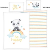 Babybest® 2485235063 - Regenbogen Panda, Bettwäsche (Made in Green), 40x60 cm + 100x135 cm, 100% Baumwolle von Herding