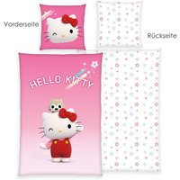 Hello Kitty 4471218050 - Super Style Bettwäsche, 80x80 cm + 135x200 cm, 100% Baumwolle von Herding