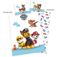 Paw Patrol 2632205063 - Flanell-Bettwäsche, 40x60 cm + 100x135 cm, 100% Baumwolle von Herding