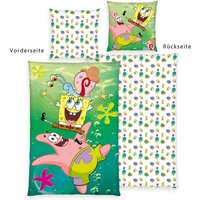 SpongeBob 4475206050 - Bettwäsche, 80x80 cm + 135x200 cm, 100% Baumwolle von Herding