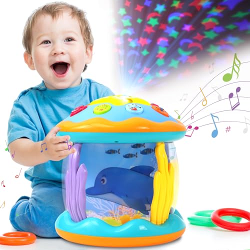 Herefun Baby Spielzeug ab 6 Monaten Mädchen Junge, Drehender Projektor Kinderspielzeug mit Musik/Licht, Lernspielzeug für Kleinkind ab 6 18 Monate, Musikspielzeug ab 1 2 Jahr Frühes Lernen von Herefun