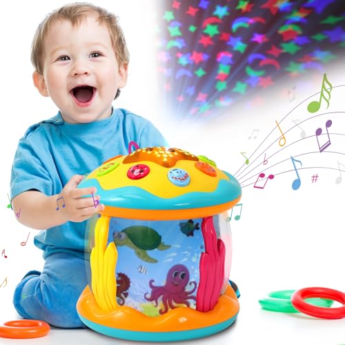 Herefun Baby Spielzeug ab 6 Monaten Mädchen Junge, Drehender Projektor Kinderspielzeug mit Musik/Licht, Lernspielzeug für Kleinkind ab 6 18 Monate, Musikspielzeug ab 1 2 Jahr Frühes Lernen von Herefun