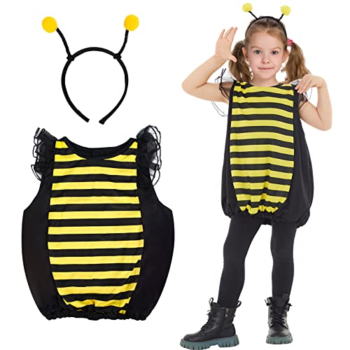 Herefun Bienen Kostüm Kinder, Hummel Kostüm Kinder mit Tiara, Faschingskostüme für Dress Up Party Cosplay, Geschenk für 3-6 Jahre Mädchen Jungen von Herefun