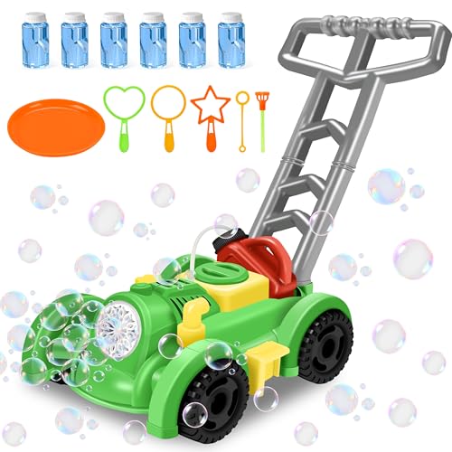 Herefun Rasenmäher Kinder Seifenblasenmaschine, Seifenblasen Rasenmäher mit Geräusch, Bubble Machine für Sommer im Freien Garten Gartenspielzeug, Geschenke für Jungen Mädchen ab 3 Jahre (Grün) von Herefun