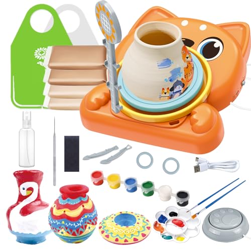 Herefun Töpferset für Kinder, Töpferscheibe Elektrisch mit Ton Lufttrocknend, Pottery Set DIY Töpfern Bastelset für Zuhause Geschenk Mädchen Jungen ab 8 Jahre Herefun Töpferset für Kinder, Töpferscheibe Elektrisch mit Ton Lufttrocknend, Pottery Set DIY Töpfern Bastelset für Zuhause Geschenk Mädchen Jungen ab 8 Jahre von Herefun