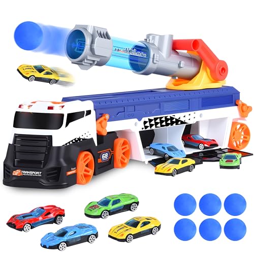 Herefun Transporter Fahrzeug Set Kinder, Transport Truck Spielzeugautos mit Katapultfunktion, LKW-Spielzeug mit Sound, 4 Rennwagen, 6 Bälle, Faltbare Autotransporter Junge Kinder 3 4 5+ Jahre Herefun Transporter Fahrzeug Set Kinder, Transport Truck Spielzeugautos mit Katapultfunktion, LKW-Spielzeug mit Sound, 4 Rennwagen, 6 Bälle, Faltbare Autotransporter Junge Kinder 3 4 5+ Jahre von Herefun