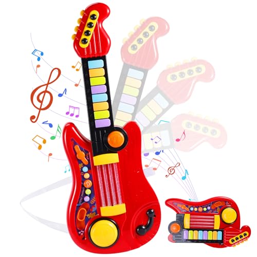 Herenear Gitarre Kinder Spielzeug, 2 IN 1 Kinder Gitarrenspielzeug & Klavier Spielzeug, Kindergitarre Musikalisches, 4 Spielmodi multifunktionales Instrumentenspielzeug, Lernspielzeug Lerngeschenk von Herenear