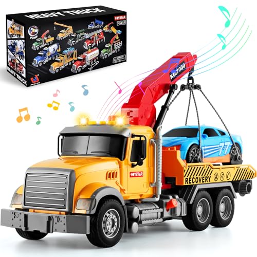 Herenear Abschleppwagen Spielzeug, 1:16 Vielseitiger Abschlepper, Großer Transporter LKW Lastwagen Spielzeug, mit Licht und Sound, Spielzeug Geschenk für Kinder 3 4 5 6 Jahre von Herenear