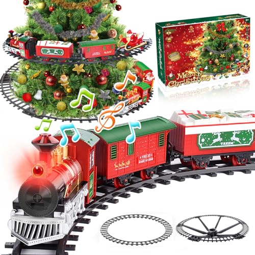 Herenear Zug für Christbaum, Eisenbahn im Weihnachtsbaum, Eisenbahn Kinder elektrisch, Electric Christmas Tree Train Spielzeug Geschenk für Kinder ab 6 7 8 10+Jahren (In den Bäumen) von Herenear