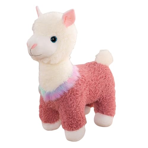 Herfair Alpaka Kuscheltier, Alpaka Plüschtier Plushies Weiches Alpaka Stofftier Lama Kissen Geschenk für Kinder Mädchen Jungen (Rosa,28 cm) von Herfair