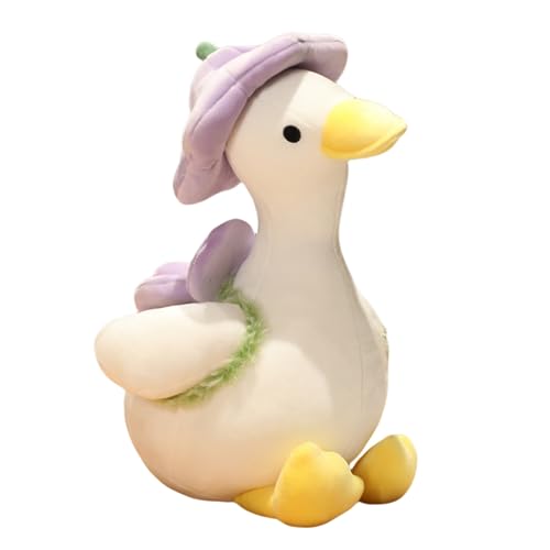 Herfair Blumen-Ente-Plüschtier, Nette Blume Ente Weiche Plüsch Spielzeug, Niedliche Blumenhüte, Spielzeug für Kinder und Erwachsene (Lila,45cm) von Herfair