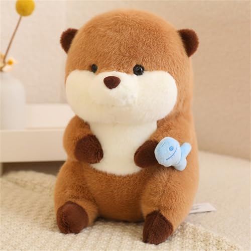 Herfair Capybara Kuscheltier 30 cm Capybara Plüschtier mit Fische Kawaii Deko Plushie Stofftier Spielzeug Geburtstagsgeschenk für Kinder (A) von Herfair