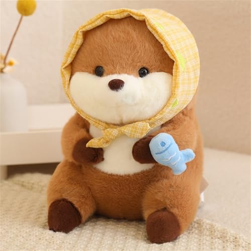 Herfair Capybara Kuscheltier 30 cm Capybara Plüschtier mit Fische Kawaii Deko Plushie Stofftier Spielzeug Geburtstagsgeschenk für Kinder (E) von Herfair