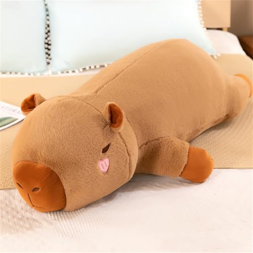 Herfair Capybara Kuscheltier Capybara Plüschtier Langes Kissen Kawaii Deko Plushie Weich Plüschkissen Stofftier Geschenk für Kinder (100 cm,A) von Herfair