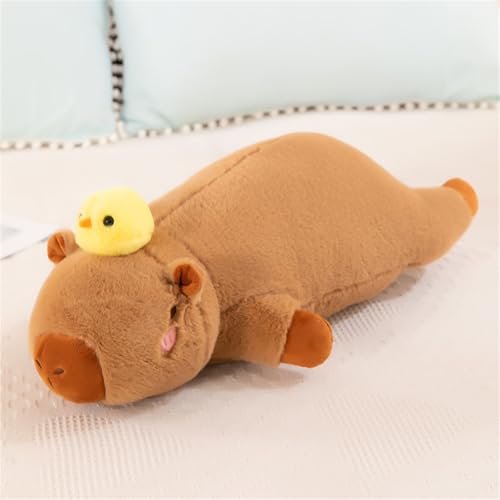 Herfair Capybara Kuscheltier Capybara Plüschtier Langes Kissen Kawaii Deko Plushie Weich Plüschkissen Stofftier Geschenk für Kinder (100 cm,D) von Herfair