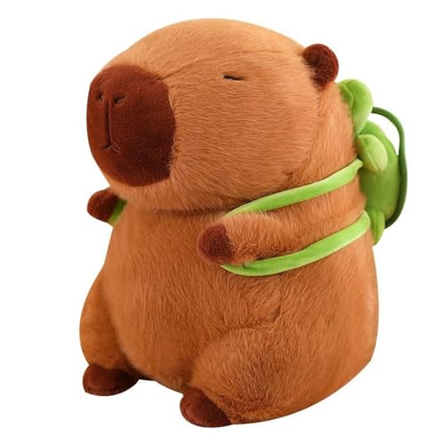 Herfair Capybara Plüschtier Capybara Plüschtier Capybara Plushie Puppen Niedlicher Kuscheltier Capybara mit Schildkrötenrucksack Plüsch Capybara Figur Stofftier Kissen Home Deko Kinder (23cm) von Herfair