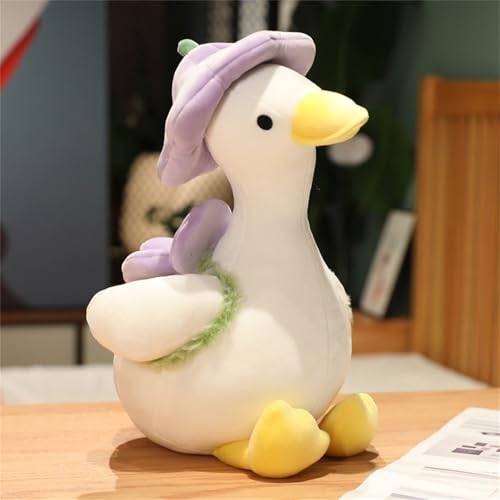 Herfair Ente Kuscheltier Plüschtier Ente Spielzeug Kissen zum Kuscheln & Spielen Kawaii Deko Plushie Puppen Stofftier Geschenke für Kinder (45 cm,Lila) von Herfair