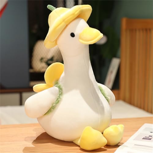 Herfair Ente Kuscheltier Plüschtier Ente Spielzeug Kissen zum Kuscheln & Spielen Kawaii Deko Plushie Puppen Stofftier Geschenke für Kinder (55 cm,Gelb) von Herfair