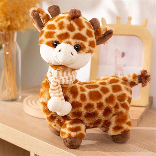 Herfair Giraffe Kuscheltier Plüschtier Süße Plüsch Giraffe mit Schals Plushie Kawaii Deko Stofftier Geschenk für Kinder (30 cm) von Herfair