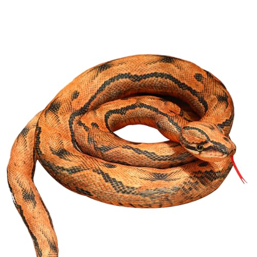 Herfair Große Plüschschlange Stofftier Realistische Schlange Plüschtier Kuschelschlange Riesige Schlange Kuscheltier Stoffschlange Halloween Spielzeug für Kinder Erwachsene (Rote Kette Python,110cm) von Herfair