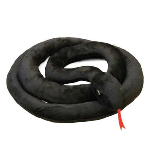 Herfair Große Schlange Plüschtier, Realistische Schlange Plüschstofftier, Riesige Schlange Kuscheltier Halloween Spielzeug für Kinder Jungen Mädchen (Schwarze Schlange,300cm) von Herfair