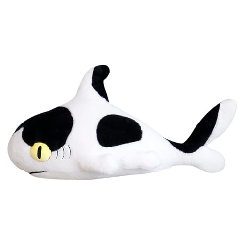 Herfair Hai Kuscheltier, Plüschtier Hai Stofftier Kawaii Shark Plüsch Milchkuh Muster Plüschkissen Spielzeug, Wurfkissen Geschenk für Kinder Mädchen Jungen (70cm) von Herfair