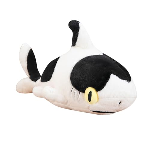 Herfair Hai Kuscheltier Plüschtier Milchkuh Hai Plushie Langes Kissen Stofftier Weighted Stuffed Animal Spielzeug Kawaii Deko Geschenk für Kinder (70 cm) von Herfair