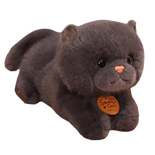 Herfair Katze Kuscheltier Weich Plüsch Spielzeug Tier Kissen Dekokissen Bequemes Schlafkissen für Kinder Erwachsene Geburtstag Geschenke (Schwarz-Hinlegen,35cm) von Herfair