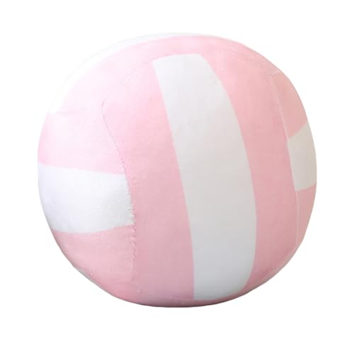 Herfair Kinder Kuschelkissen Volleyball Kissen Ultra weiche flauschig Baby Dekokissen Sofa Kissen Gefüllte Plüschpuppe Kinderzimmer Kinderkissen Zierkissen (Rosa-Weiß,Ø 14cm) von Herfair