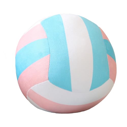 Herfair Kinder Kuschelkissen Volleyball Kissen Ultra weiche flauschig Baby Dekokissen Sofa Kissen Gefüllte Plüschpuppe Kinderzimmer Kinderkissen Zierkissen (Rosa Weiß Grün,Ø22cm) von Herfair