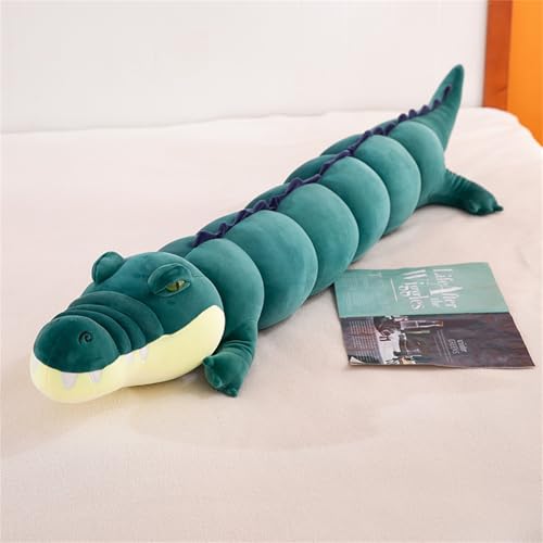 Herfair Krokodil Kuscheltier, Süßes Krokodile Stofftier Plüschtier, Realistisches Krokodil Schmusetier Geschenke Kinder Spielzeug (100CM,Dunkelgrün) von Herfair