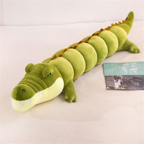 Herfair Krokodil Kuscheltier, Süßes Krokodile Stofftier Plüschtier, Realistisches Krokodil Schmusetier Geschenke Kinder Spielzeug (100CM,Hellgrün) von Herfair