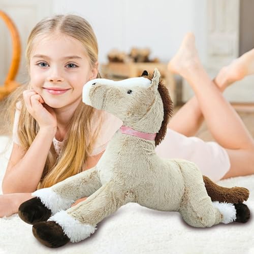 Herfair Kuscheltier Einhorn 90cm/110cm Plüschtier Großes Kuscheltiere Pferd Spielzeug Weiche Plüsch Puppe Stofftier Kinder & Erwachsene GeburtstagGeschenke (Braun,80cm) von Herfair