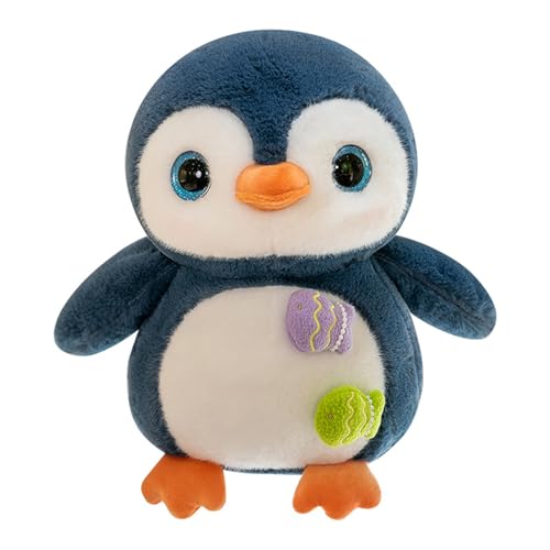 Herfair Kuscheltier Pinguin Kawaii Plüschtier Pinguin mit Fisch Plushie Pinguin Puppe Plüsch Spielzeug Stofftier Geschenk für Kinder Mädchen Jungen (2 Fische,40cm) von Herfair