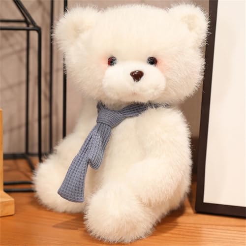 Herfair KuscheltierTeddybär, Süßes Weißer Teddybär Plüschtier mit Halstuch, Plüsch-Bär Stofftier Schmusetier Spielzeug (25cm,Blau) von Herfair