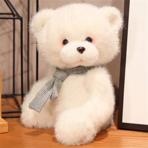 Herfair KuscheltierTeddybär, Süßes Weißer Teddybär Plüschtier mit Halstuch, Plüsch-Bär Stofftier Schmusetier Spielzeug (25cm,Grau) von Herfair