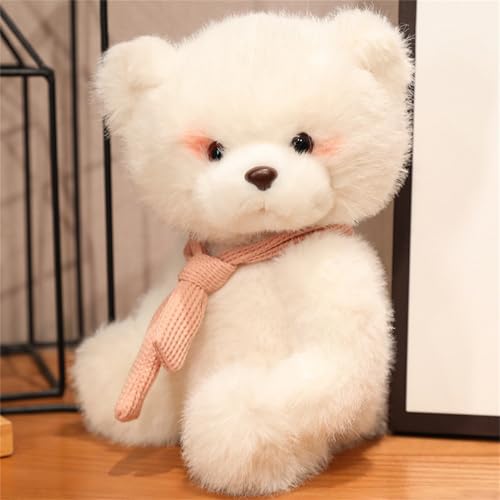 Herfair KuscheltierTeddybär, Süßes Weißer Teddybär Plüschtier mit Halstuch, Plüsch-Bär Stofftier Schmusetier Spielzeug (25cm,Rosa) von Herfair