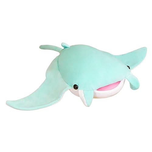 Herfair Meerestiere, Manta Ray Plüschpuppe, Fisch Plüschtier, Kuscheltier Plüschtier Rochen, Weich gefülltes Kuscheltier für Kinder Blauer (Cyan,72cm) von Herfair