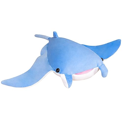 Herfair Meerestiere, Manta Ray Plüschpuppe, Fisch Plüschtier, Kuscheltier Plüschtier Rochen, Weich gefülltes Kuscheltier für Kinder Blauer (Himmelblau,45cm) von Herfair