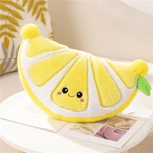 Herfair Obst Plüschtiere, Früchte Kuscheltier Kreativ Plüsch Kissen Kuschelkissen Kinder Kawaii Plüschkissen Spielzeug Geschenk für Jungen und Mädchen (Zitrone) von Herfair